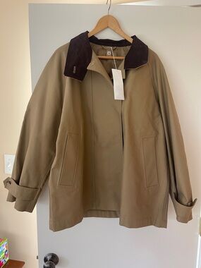 Arket Tan Trench Coat with Dark Brown Collar